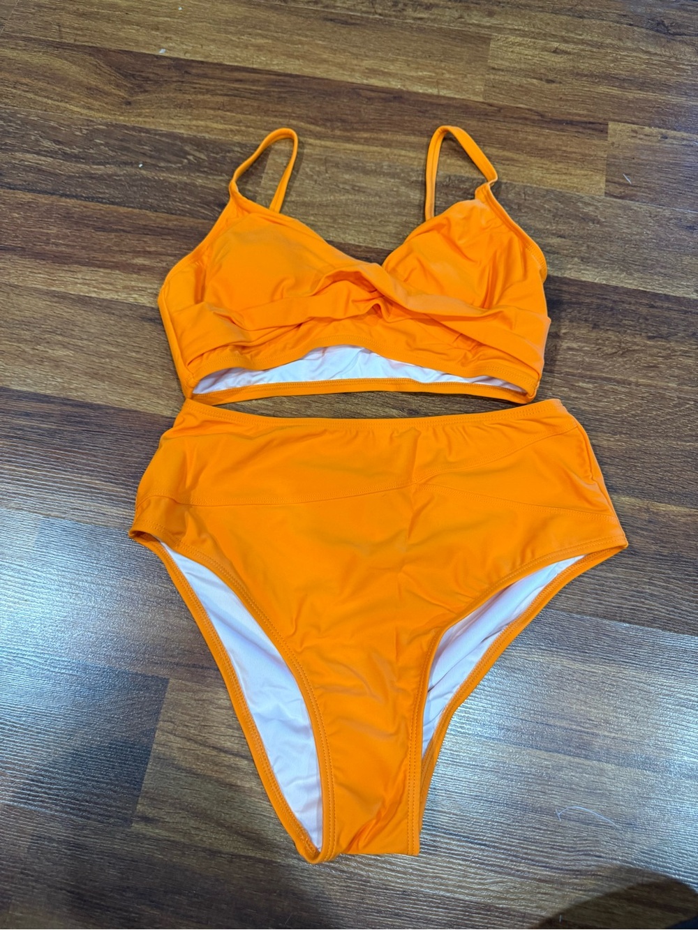 Women's Orange High-Waist Bikini Swim Set Size Small NWT